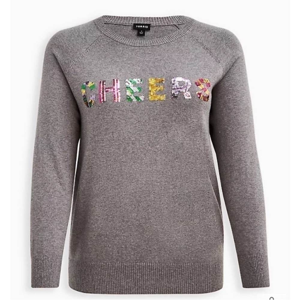 Torrid 3X Gray Crewneck Sweater with Sequins Holiday Design